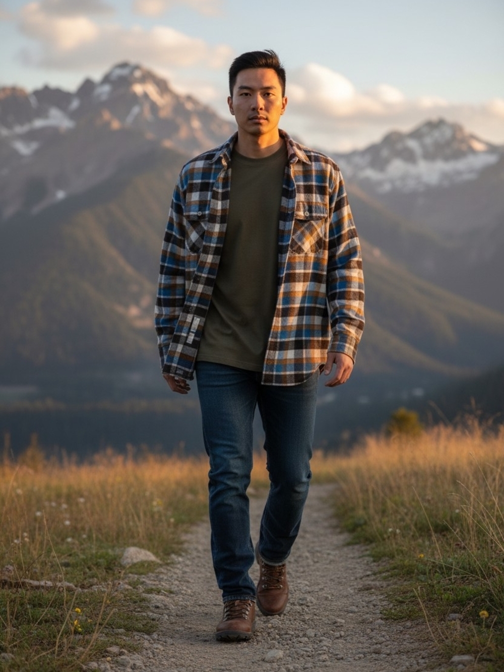 Filson Blue Brown Plaid Casual Button Down Shirt